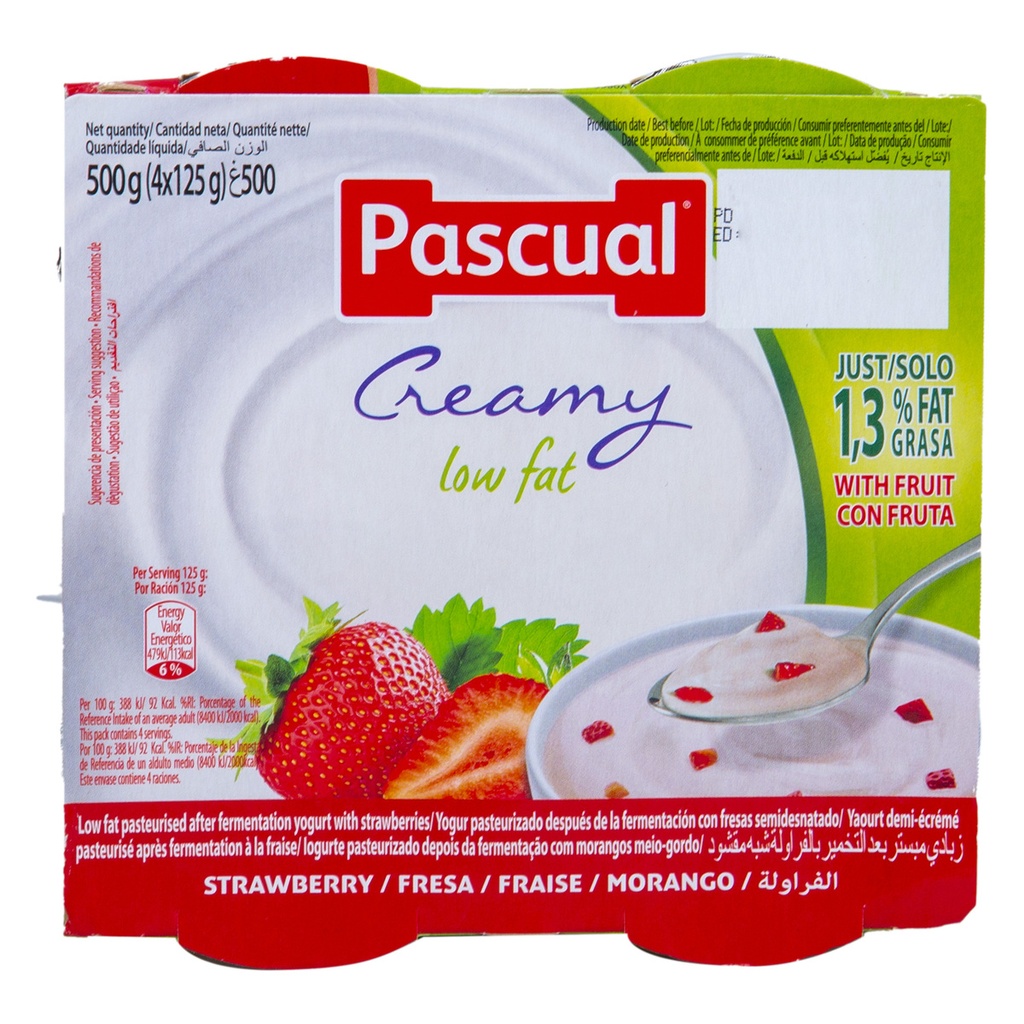 PASCUAL STRAWBERRY L/F 125G (4PK)