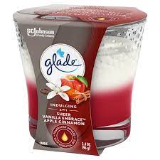 GLADE CANDLE SHEER VAN. EMB&APPLE CINN 3.4OZ