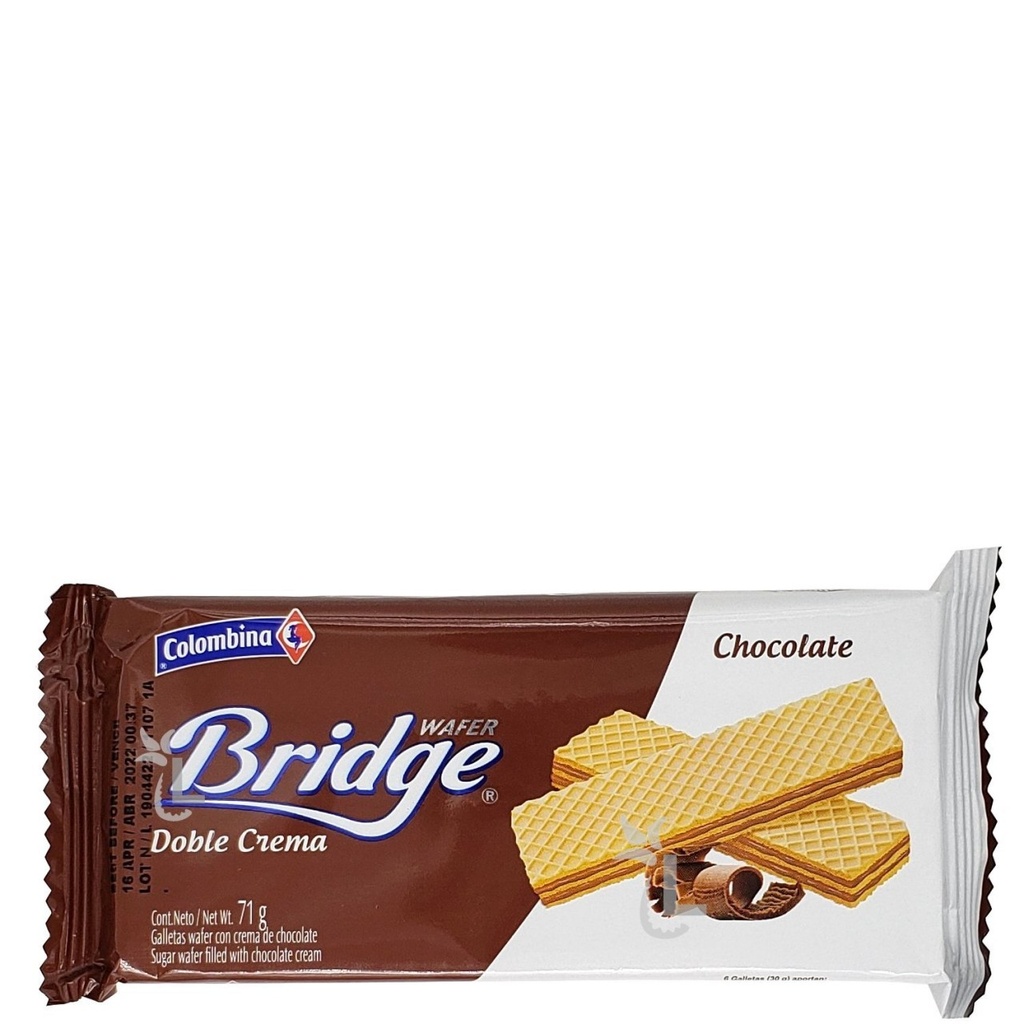 COLOMBINA BRIDGE CHOCOLATE WAFER 30G 10PK
