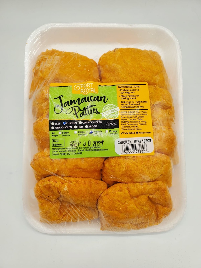 Port Royal Jamaican Patties Chicken LG 4pc