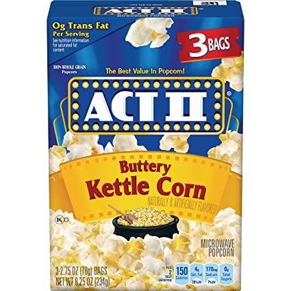 Act11 Popcorn Kettle Corn 8.25OZ 3pk