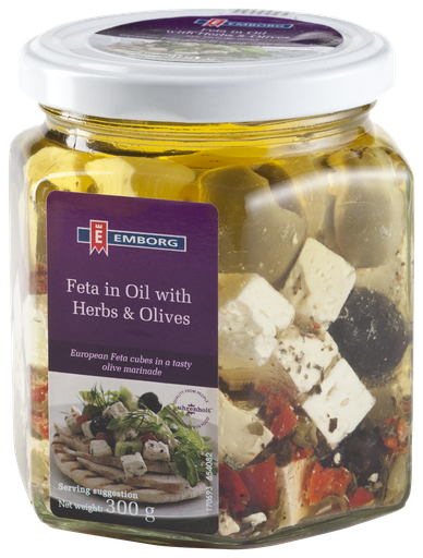 [07929] EMBORG FETA CUBES IN OIL W/HERBS 300G