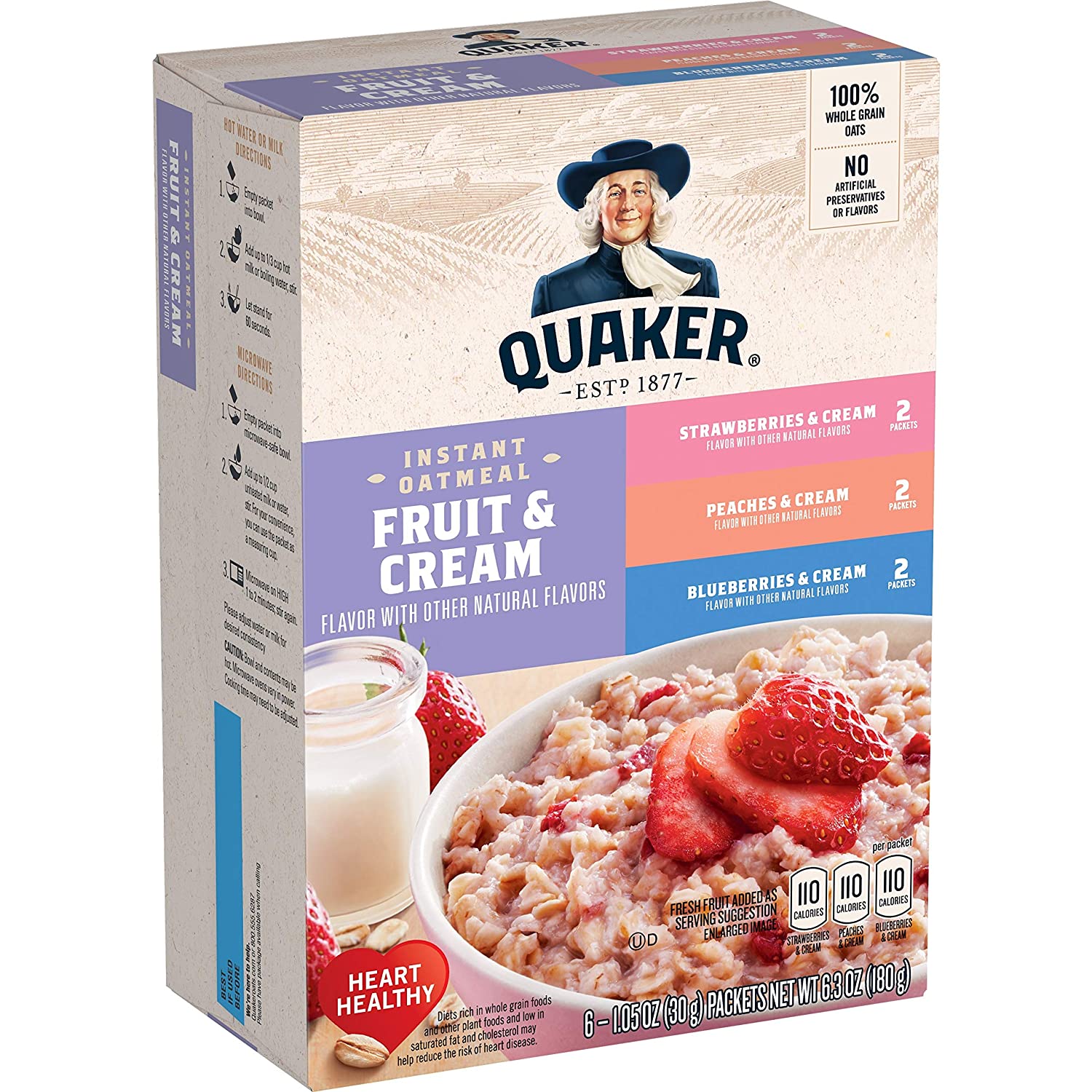 Quaker Inst Oat Variety Fruit & Cream 15.1oz