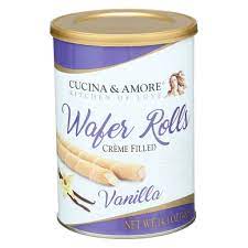 [13312] CUCINE & AMORE VANILLA WAFER ROLLS 14.1OZ