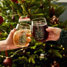 [14367] Stemless Wine Glass (GOLD RIM)