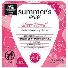 SUMMER'S EVE SHEER FLORAL CLEANSING CLOTHS