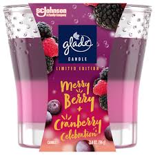 [15636] GLADE CANDLE MERRY BERRY & CRAN 3.4OZ
