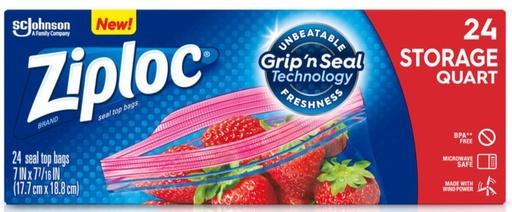 [01116] Ziploc Storage Bags Quart 24ct
