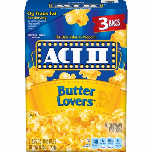 [01182] Act11 Popcorn Butter Lovers 255g 3pk