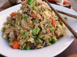 Oyster &amp; Ginger Chicken Cauliflower fry rice and saute mushrooms -