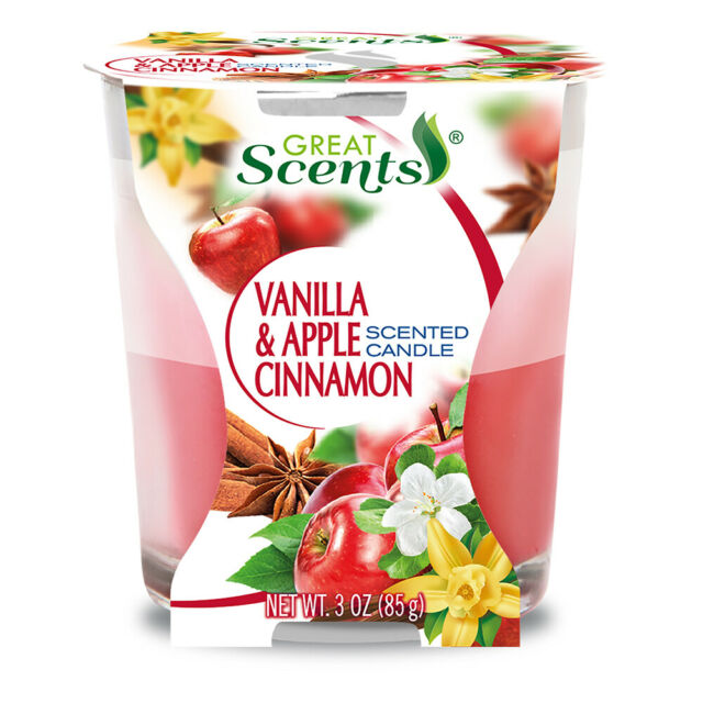 Vanilla &amp; Apple Cinnamon Scented Candle  3oz