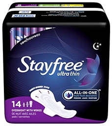 [08649] STAYFREE ULTRA THIN OVERNIGHT WITH WINGS 14'S 