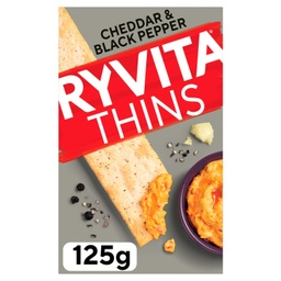 [00162] Ryvita Thins Cheddar &amp; Cracked Black Pepper Flat Bread 125g